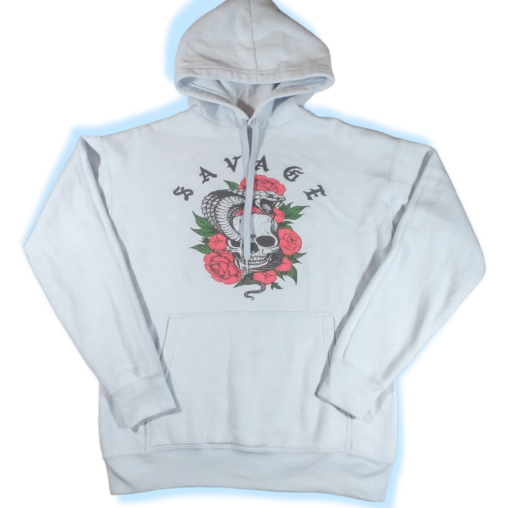 Return to Sender Vintage Pullover hoodie savage skull Medium White.